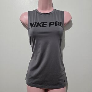 Nike - Pro Tank Top -  Activewear Mesh Back Dri Fit Nike Pro - Size XS - Gray